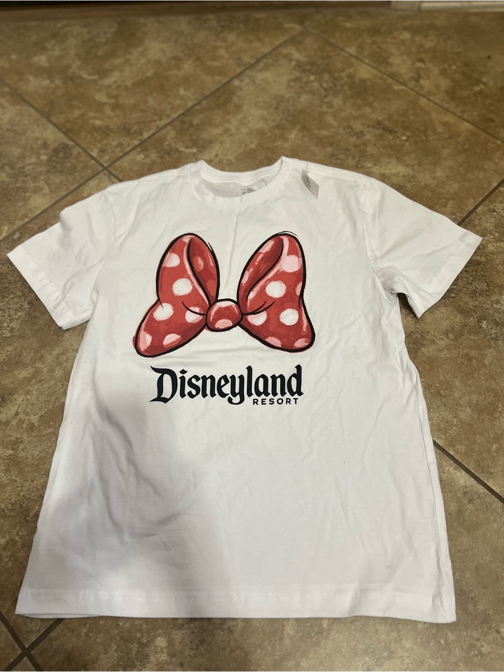 Disney White Tee with Red Polka Dot Bow Graphic